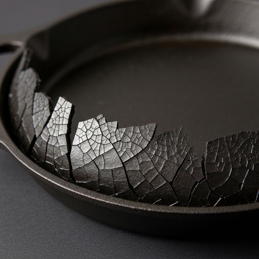Cracked Lodge cast iron pan showing thermal shock damage
